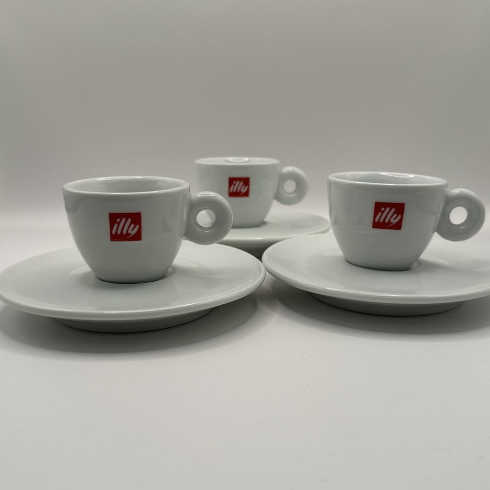 Illy Logo Porcelain Collection Classic Espresso Cup /Saucer  Italy ipa Set Of 3
